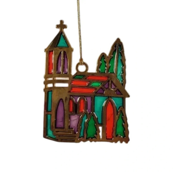Russ Berrie & CO Holiday Highlights 1980s Vintage Ornament CHRISTMAS CHURCH HM24 - Picture 7 of 16